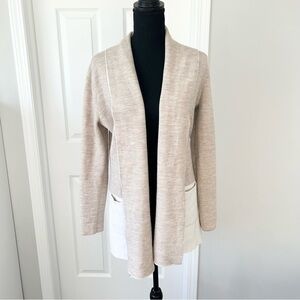 Max Studio Wool Blend Two Toned Open  Front Cardigan